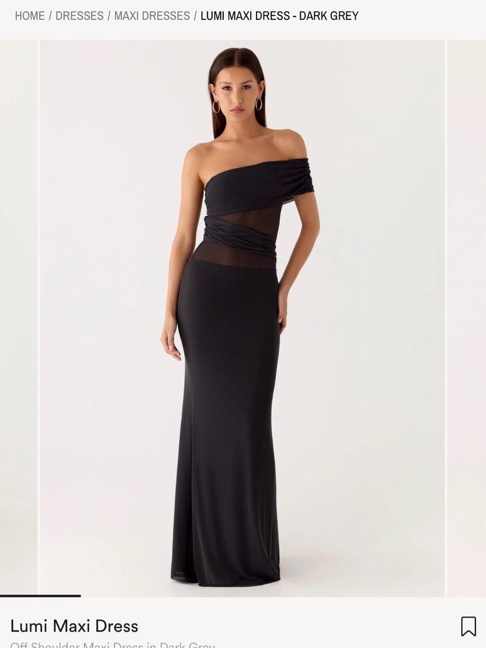 Peppermayo Gray lumi maxi Strapless Draped Evening Gown